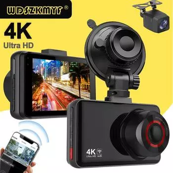 Автомобильный видеорегистратор 4K WIFI Dual DashCam для автомобильного видеорегистратора, камера переднего и заднего вида, ночное видение, черный ящик, модуль парковки, автомобильные аксессуары NONE