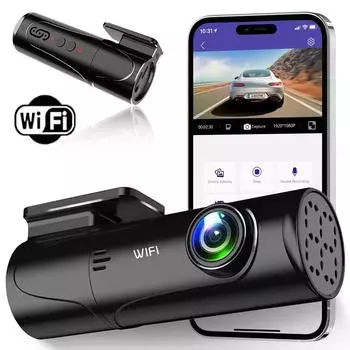 Автомобильный видеорегистратор Dash Cam 1080P WiFi Видеорегистратор Черный ящик Ночное видение G-сенсор Парковочный монитор Циклическая запись автомобиля dash cam