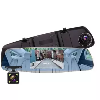 Зеркало заднего вида со встроенным видеорегистратором и возможностью подключения камеры заднего вида с разрешением 1080Р No TF Card белый