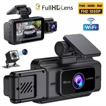 Автомобильный видеорегистратор с 3 каналами, видеорегистратор для автомобилей, WIFI, автомобильный видеорегистратор 1080P, камера заднего вида для автомобиля, G-сенсор, автомобильные аксессуары NONE