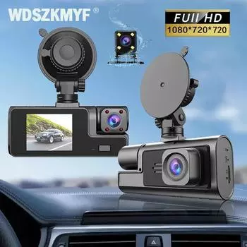 Автомобильный видеорегистратор с 3 объективами, WIFI, видеорегистратор для автомобилей, 1080P, камера заднего вида для автомобиля, ночное видение, черный ящик, автомобильный аксессуар NONE