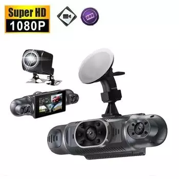 Автомобильный видеорегистратор с камерой HD 1080P и функцией ночной циклической записи, опционально 24-часовой мониторинг парковки и функция WiFi A13 Lens чёрный