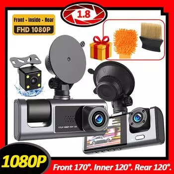 Автомобильный видеорегистратор, видеорегистратор для автомобилей, приложение WIFI, 3-канальная передняя камера, видеорегистратор, камера заднего вида для транспортного средства, черный ящик, автомобильный аксессуар NONE TF Card