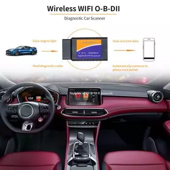 Автомобильный WIFI OB-D2 OBD-II сканирующий инструмент мини-адаптер сканера для считывания кодов проверка света двигателя диагностический чёрный