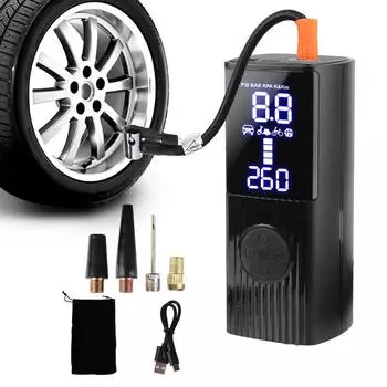 Автомобильный воздушный компрессор 0-150psi/10bar портативный насос для проверки давления в шинах беспроводной надувной насос для шин чёрный