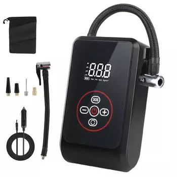Автомобильный воздушный компрессор, шинный воздушный насос, автомобильные аксессуары, цифровой со светодиодным фонариком, портативный насос для накачивания мотоциклов, велосипедов, мячей Wired digital