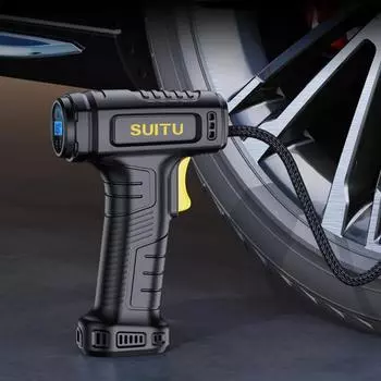 Автомобильный воздушный насос 120 Вт, беспроводной надувной насос, портативный компрессор, цифровой перезаряжаемый автомобильный автоматический насос для накачивания шин чёрный