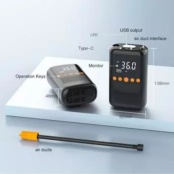 Автомобильный воздушный насос 150PSI беспроводной воздушный компрессор портативный электрический насос для накачивания шин со светодиодной подсветкой чёрный