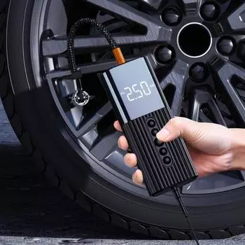 Автомобильный воздушный насос, компрессор для шин, воздушный цилиндр, мини-цифровой дисплей, беспроводная надувная машина чёрный