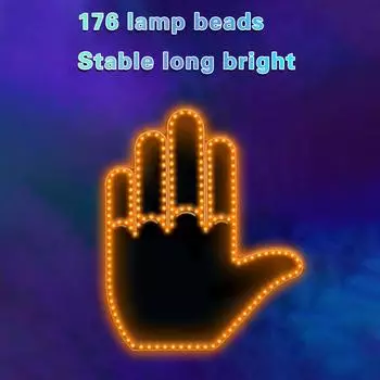 Автомобильный забавный светильник для жестов, фонарь для пальцев на заднем стекле автомобиля с дистанционным управлением, предупреждение, интерактивная ладонь чёрный