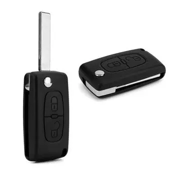 Автомобильный запасной флип-чехол с 2 кнопками, чехол для автоматического ключа для Peugeot 207 307 чёрный