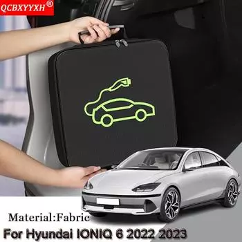 Автомобильный зарядный кабель для электромобилей, сумка для переноски для Hyundai IONIQ 6 2022 2023, розетки для зарядных устройств, водонепроницаемые огнезащитные аксессуары чёрный