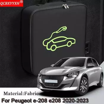Автомобильный зарядный кабель для электромобилей, сумка для переноски для Peugeot e-208 e208 2020-2022 2023, вилки для зарядного устройства, розетки, водонепроницаемые, огнезащитные чёрный