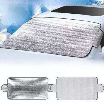 Автомобильный защитный экран от снега из хлопка и полиэтилена 150x70 см — солнцезащитный экран для лобового стекла, защищает от снега и замерзания. 200*70CM