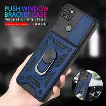 Автомобильный защитный чехол с магнитным кольцом для Moto G9 Plus Play Power G Stylus G100 G60 G50 G 10 20 30, защитный чехол для камеры с окном For Moto G60
