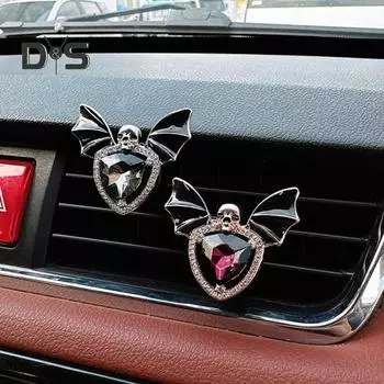 Автомобильный зажим для вентиляции, летучая мышь, череп, декор со стразами, автомобильный освежитель воздуха, зажим для духов, ароматерапии, аксессуар для салона автомобиля золотистый