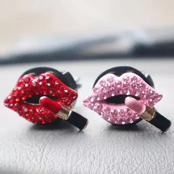 Автомобильный зажим для воздуховода, красное украшение для рта, украшение для интерьера, освежитель воздуха, диффузор аромата автомобиля, милые автомобильные аксессуары, подарки для девочек розы красного