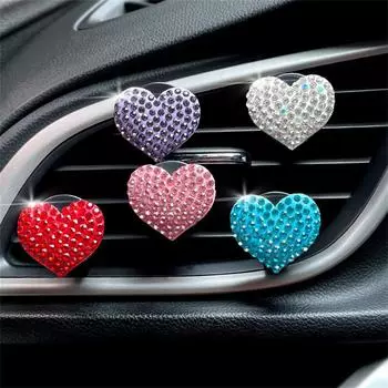 Автомобильный зажим для выхода воздуха в форме сердца, креативный зажим для автомобильного кондиционера со стразами, зажим для украшения парфюма, автомобильные аксессуары чёрный