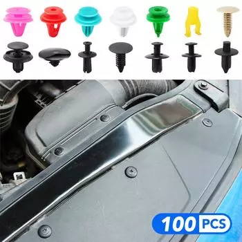 Автомобильный зажим, универсальный зажим для обшивки двери, крепеж, автомобильный бампер, заклепка, фиксатор, нажимная крышка двигателя, пряжка для крыла 100pcs