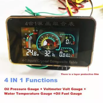 Автомобильный ЖК-цифровой датчик давления масла + вольтметр + измеритель температуры воды + датчик уровня топлива масла