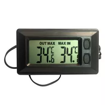 Автомобильный ЖК-цифровой термометр для помещений и улицы с кабелем 1,5 м. Термометры для внутренних и внешних автомобилей. Инструменты для измерения температуры. чёрный