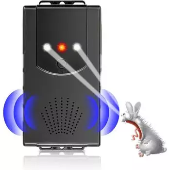 Автомобиль-отпугиватель куницы, эффективный автомобиль-отпугиватель куницы с функцией ультразвуковой и светодиодной вспышки, с питанием от USB или аккумулятора, подходит для грузовиков и т. д. 13*7.5*7cm чёрный