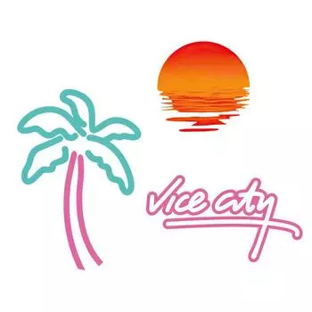 Автомобиль Ретро Пляж Кокосовая пальма Закат Окно автомобиля Стекло Наклейка Электромобиль Мотоцикл Grand Theft Auto Наряд Декоративные наклейки