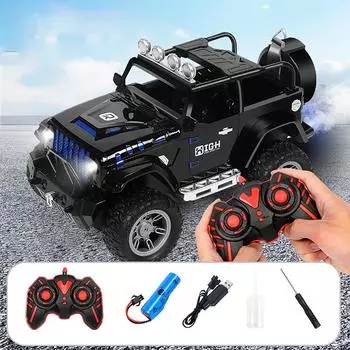 Автомобиль с дистанционным управлением и противотуманной моделью, альпинистский автомобиль с дистанционным управлением, полноприводный внедорожный автомобиль с распылителем, детская игрушечная машинка чёрный