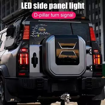 Автомобиль Три ряда D-стойки 3D рулевого управления Предупреждающий свет LED Боковая панель Декоративные компоненты для Chery Jetour Traveler T2 чёрный