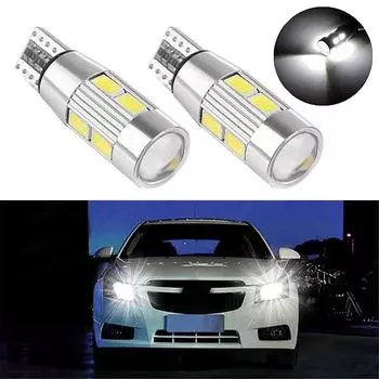 Автомобили Автозапчасти Нет Canbus Авто Ошибка 5630 Ширина бокового клина автомобиля 10LED 2шт W5W T10 Лампочка
