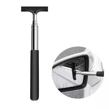 Автомойка Автомойка Автомобильное выдвижное зеркало заднего вида Автомобильное боковое зеркало Профессиональный инструмент для чистки стекла для чистки автомобильных и ванных зеркал Скребок, чёрный