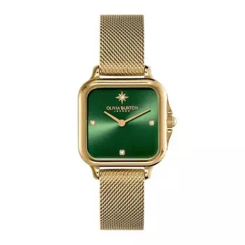 Авторизованный дилер Olivia Burton Watch 24000087 Classic 28mm Grosvenor Green Gold Mesh Watch [OLIVIA BURTON] Женские и