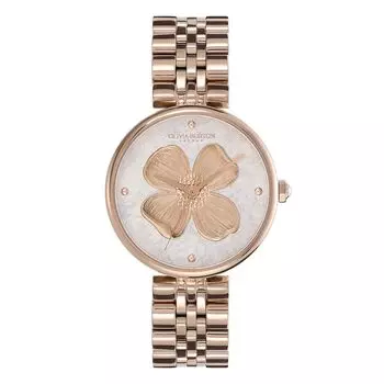 Авторизованный дилер [OLIVIA BURTON] Женские часы Olivia Burton ob24000090 Signature 36 мм Dogwood T Bar Серебряные белые и гвоздично-золотые часы с браслетом
