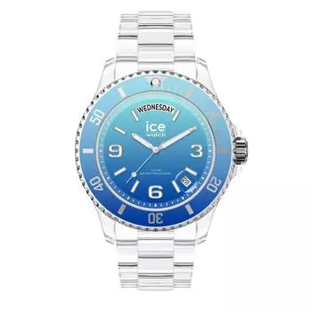 Авторизованный дистрибьютор Часы Ice watch 021435 Ice clear sunset прозрачные бирюзовые Medium Day Date [Ice watch] мужские [ICE sunset] бирюзовый