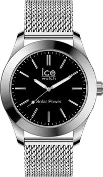Авторизованный дистрибьютор Ice Watch Solar Watch 023795 Серебристо-черные сетчатые часы среднего размера с солнечной зарядкой, секундная стрелка, водонепроницаемые [Ice-watch] Мужские [ICE steel] чёрный