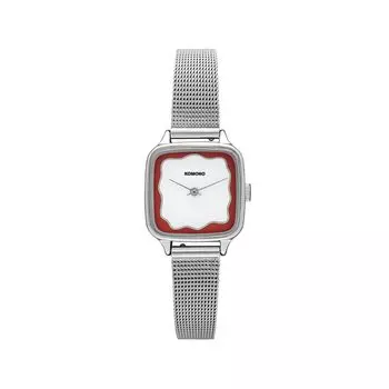 Авторизованный дистрибьютор [KOMONO] Komono Watch Women s KOM-W4293 Kate Wave Royal Silver Mesh Maroon