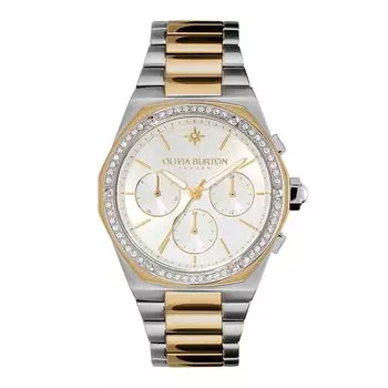 Авторизованный дистрибьютор Olivia Burton Watch Ladies ob24000100 Sports Luxe 38mm Hexa Multifunction Silver Gold Bracelet Watch [OLIVIA BURTON] &