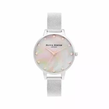 Авторизованный дистрибьютор Olivia Burton Watch OB16SE07 Classics Demi Mother of Pearl Rose Gold Silver Mesh [OLIVIA BURTON] Женские и серебряный