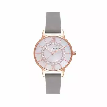 Авторизованный дистрибьютор Olivia Burton Watch OB16WD92 Sparkle Wonderland Midi Gray Leather Rose Gold [OLIVIA BURTON] Женские и