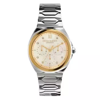 Авторизованный дистрибьютор Olivia Burton Watch Женские ob24000152 Sports Luxe 36мм Luster Серебро Золото Мультифункция Белый перламутровый браслет [OLIVIA BURTON] &