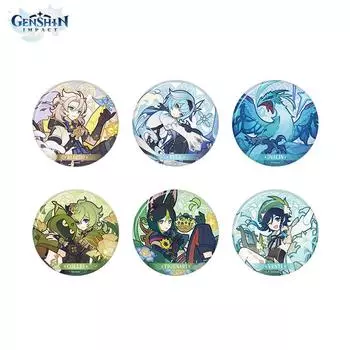 Авторизовано MiHoYo 75 мм Genshin Impact Тематическая серия Значки «Дыхание ветра и цветов» Albedo