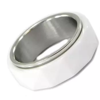 Авторское кольцо Mineralia белая керамика