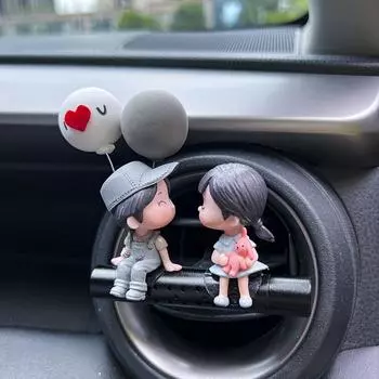 Автозапчасти Аксессуары для салона автомобиля Влюбленные Украшения для автомобиля Креативное украшение воздуховода автомобиля Мультяшная парфюмированная автомобильная мазь с ароматом автомобиля Black Stand+Grey Couple