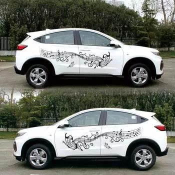 Автозапчасти, боковые наклейки для кузова, наклейки для капота, наклейки для стайлинга автомобилей, украшения для автомобиля, милая нота, бабочка фиолетовый