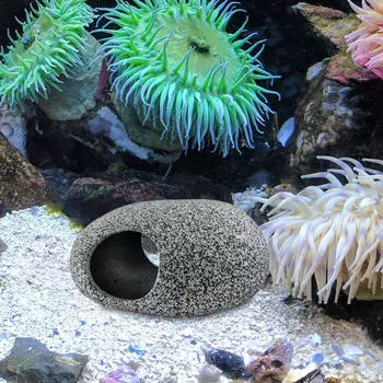 Аксессуар для аквариума с двумя отверстиями для имитации среды обитания в фиолетовом песке 11 cmx8 cmx5.5 cm