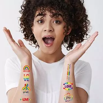 Аксессуар для боди-арта Модный модный день гордости Любовь Радуга Вечеринка Татуировка на теле Татуировка на теле