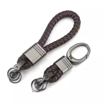 Аксессуар для ключей из плетеной ткани, держатель для автомобильного ключа, кожаный брелок с номером телефона, брелок для вязания в виде веревки red-Length