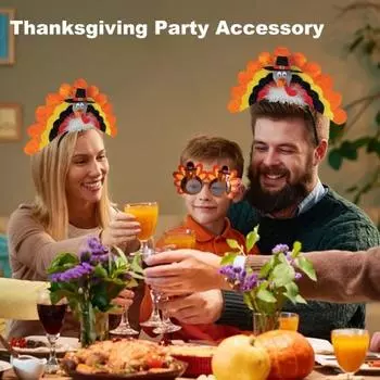 Аксессуар для костюма на День благодарения, плюшевая шапка в виде индейки, головной убор, повязка на голову в виде куриного глаза и ножки для новогодней вечеринки One Size D