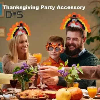 Аксессуар для костюма на День благодарения, плюшевая шапка в виде индейки, головной убор, повязка на голову в виде куриного глаза и ножки для новогодней вечеринки One Size D