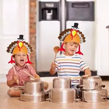 Аксессуар для костюма на День благодарения, плюшевая шапка в виде индейки, головной убор, повязка на голову в виде куриного глаза и куриной ножки D